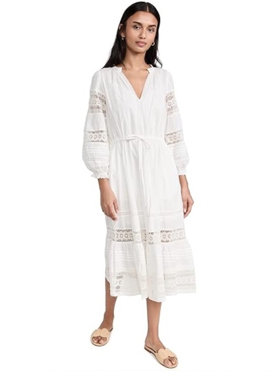 Anthropologie Dresses & Skirts - Anthropologie Velvet Chanelle White Eyelet Cotton Midi Dress M